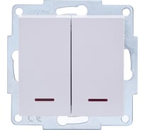 Двойной выключатель Lezard VESNA с подсветкой белый 742-0288-112