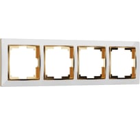 Рамка на 4 поста WERKEL W0041933 Snabb белый/золото a051660