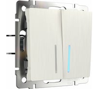 Двухклавишный выключатель WERKEL W1120113 с подсветкой перламутровый рифленый a051186