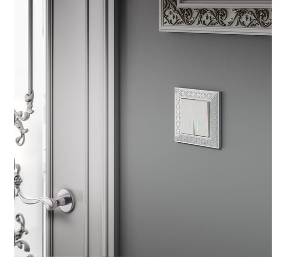 Двухклавишный выключатель WERKEL W1120113 с подсветкой перламутровый рифленый a051186