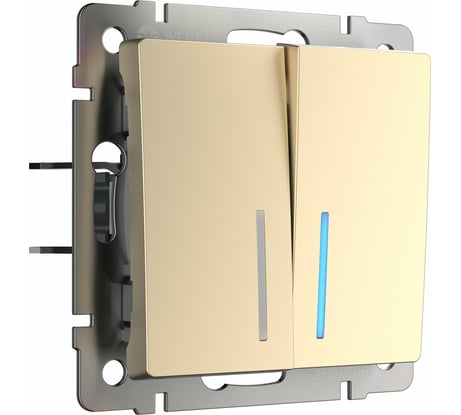 Двухклавишный выключатель WERKEL W1120111 с подсветкой шампань a050859