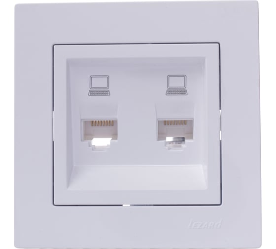 Двойная компьютерная розетка Lezard VESNA белая 742-0288-141