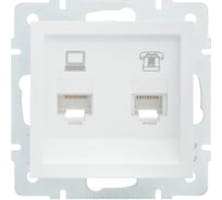 Розетка Lezard VESNA компьютер+телефон белая 742-0288-143