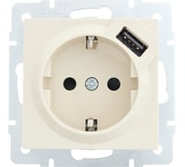 Розетка Lezard VESNA с/з + USB разъём крем 742-0388-181