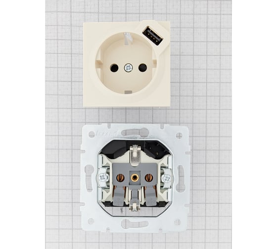 Розетка Lezard VESNA с/з + USB разъём крем 742-0388-181