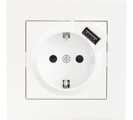 Розетка Lezard VESNA с/з + USB разъём жемчужно-белый перламутр 742-3088-181