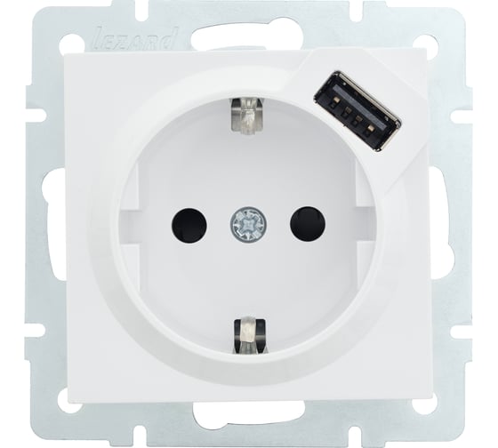 Розетка Lezard VESNA с/з + USB разъём белая 742-0288-181