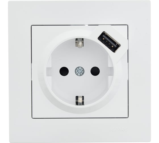 Розетка Lezard VESNA с/з + USB разъём белая 742-0288-181