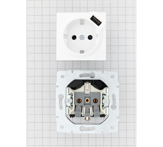 Розетка Lezard VESNA с/з + USB разъём белая 742-0288-181