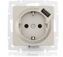 Розетка Lezard VESNA с/з + USB разъём титан 742-3788-181