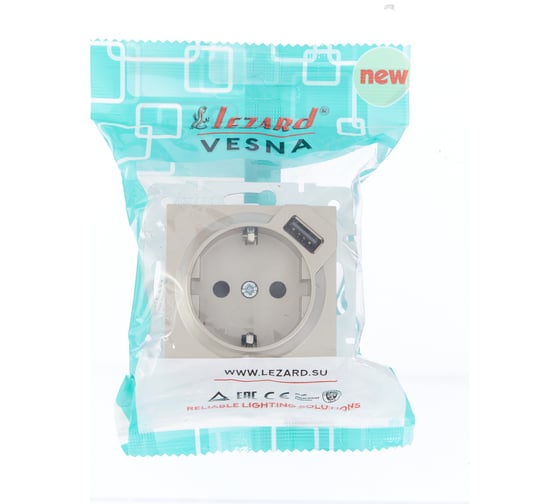 Розетка Lezard VESNA с/з + USB разъём титан 742-3788-181