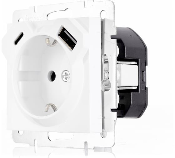 Розетка Lezard VESNA с/з TC+USB разъём белая 742-0288-181TC