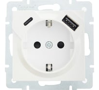 Розетка Lezard VESNA с/з TC+USB разъём жемчужно-белый перламутр 742-3088-181TC