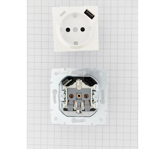 Розетка Lezard VESNA с/з TC+USB разъём жемчужно-белый перламутр 742-3088-181TC