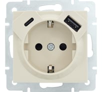 Розетка Lezard VESNA с/з TC+USB разъём крем 742-0388-181TC