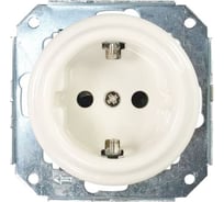 Розетка Retrika ретро, керамика, серия Colony, с заземляющим контактом, белый RS1-80001