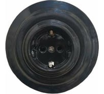 Розетка Retrika ретро, керамика, серия Colony, с заземляющим контактом, матовый черный RS1-80009