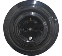 Розетка Retrika ретро, керамика, серия Colony, с заземляющим контактом, черный RS1-80008