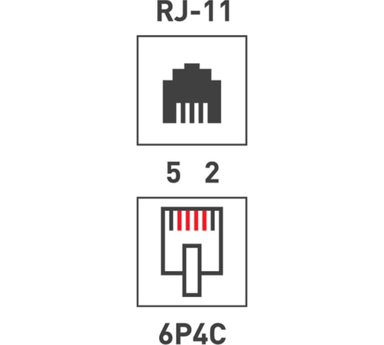 Телефонная розетка REXANT на стену, 2 входа RJ-11 (6Р4С) 06-0101-B