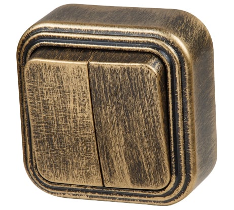 Выключатель ЮПИТЕР двухклавишный наружный Стандарт бронзовый JP7413-02