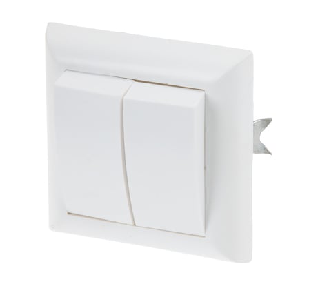 Выключатель ЮПИТЕР двухклавишный скрытый Эконом белый JP7411-02