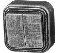 Выключатель ЮПИТЕР двухклавишный наружный Стандарт серебро JP7431-02