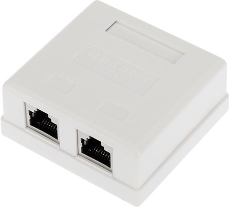 Компьютерная внешняя экранированная розетка REXANT 2-порта RJ-45 (8P8C), FTP категория 6 03-0146