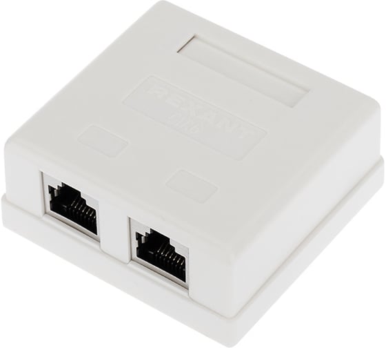 Компьютерная внешняя экранированная розетка REXANT 2-порта RJ-45 (8P8C), FTP категория 6 03-0146