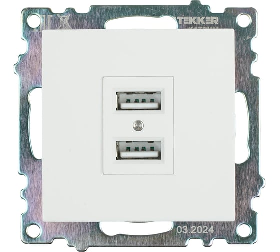 2-местная розетка USB STEKKER (механизм), GLS10-7115-01, 250B, 2,4А, серия Катрин, белый 39686