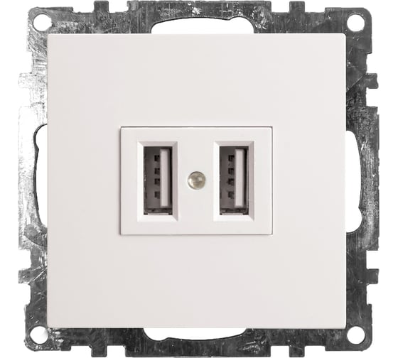 2-местная розетка USB STEKKER (механизм), GLS10-7115-01, 250B, 2,4А, серия Катрин, белый 39686