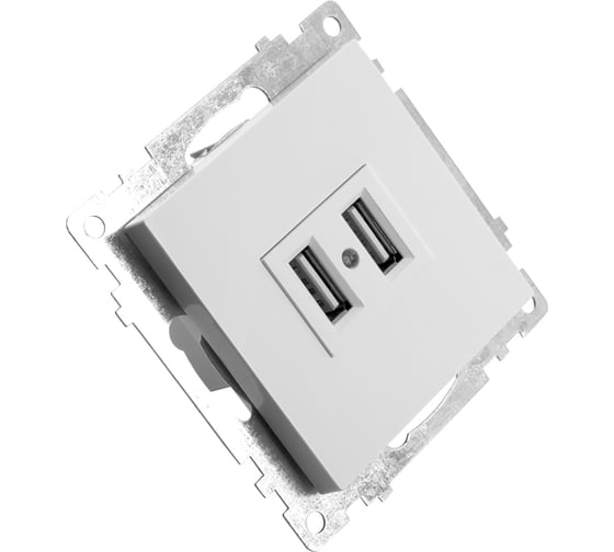 2-местная розетка USB STEKKER (механизм), GLS10-7115-01, 250B, 2,4А, серия Катрин, белый 39686