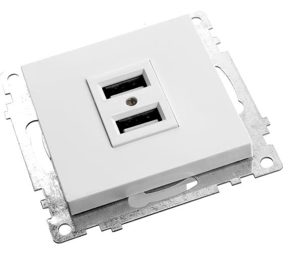2-местная розетка USB STEKKER (механизм), GLS10-7115-01, 250B, 2,4А, серия Катрин, белый 39686