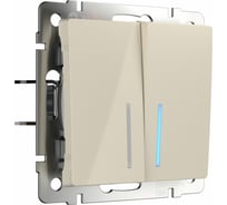 Двухклавишный проходной выключатель WERKEL W1122103/ с подсветкой (слоновая кость) a051477