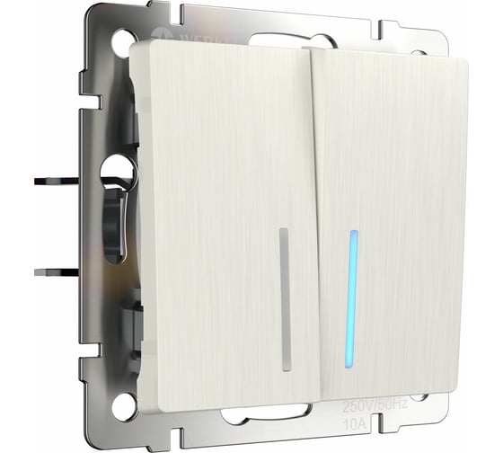 Двухклавишный проходной выключатель WERKEL W1122113 с подсветкой перламутровый рифленый a051174