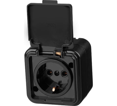 Розетка ЮПИТЕР наружная брызгозащищенная с заземлением Стандарт черная JP7412-08