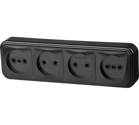 Розетка ЮПИТЕР четверная наружная Стандарт черная JP7412-11