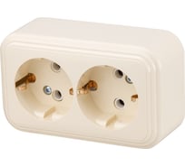 Розетка ЮПИТЕР двойная наружная с заземлением Стандарт бежевая JP7430-07