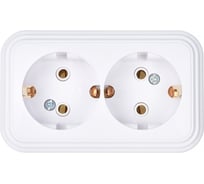 Розетка ЮПИТЕР двойная наружная с заземлением Стандарт белая JP7410-07