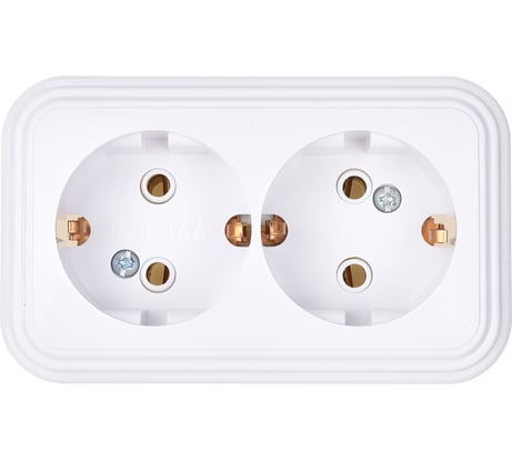 Розетка ЮПИТЕР двойная наружная с заземлением Стандарт белая JP7410-07