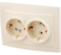 Розетка ЮПИТЕР двойная скрытая с заземлением Стандарт бежевая JP7425-03