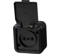 Розетка ЮПИТЕР наружная брызгозащищенная Стандарт черная JP7412-07