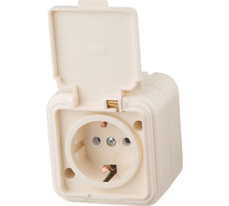 Розетка ЮПИТЕР наружная брызгозащищенная с заземлением Стандарт бежевая JP7430-05