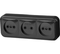 Розетка ЮПИТЕР тройная наружная Стандарт черная JP7412-09