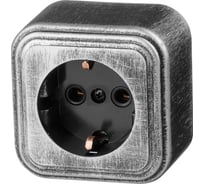 Розетка ЮПИТЕР наружная с заземлением Стандарт серебро JP7431-03