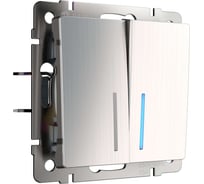 Двухклавишный выключатель WERKEL W1120102 с подсветкой глянцевый никель a051094