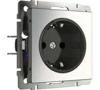 Розетка WERKEL W1171102 с заземлением и шторками глянцевый никель a051076