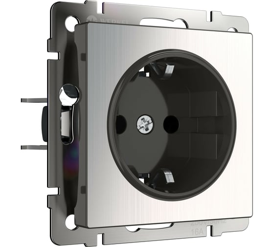 Розетка WERKEL W1171102 с заземлением и шторками глянцевый никель a051076