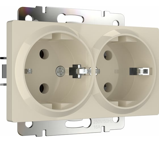 Двойная розетка WERKEL W1172003 с заземлением, слоновая кость a051465