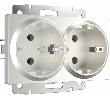Двойная розетка WERKEL W1172013 с заземлением перламутровый рифленый a051175