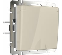 Влагозащищенная розетка WERKEL W1171203/ с заземлением с защитной крышкой и шторками (слоновая кость) a051491
